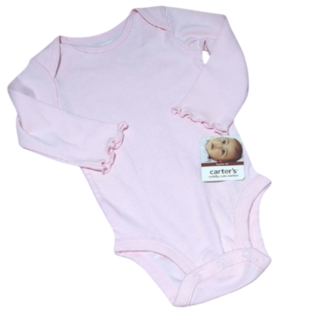 Size 6 months Pink Long Sleeve Baby Onesie